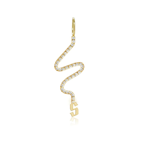 Wiggly Pave Gold Initial Charm