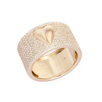 Thick Pave Cigar Gold Heart Ring