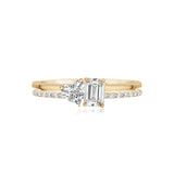 Two Band Two Diamond Pave and Gold Ring