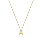 Fluted Side Pave Initial Necklace