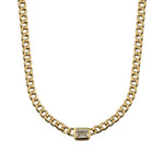 White Topaz Bezel Cuban Necklace