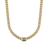 White Topaz Bezel Cuban Necklace