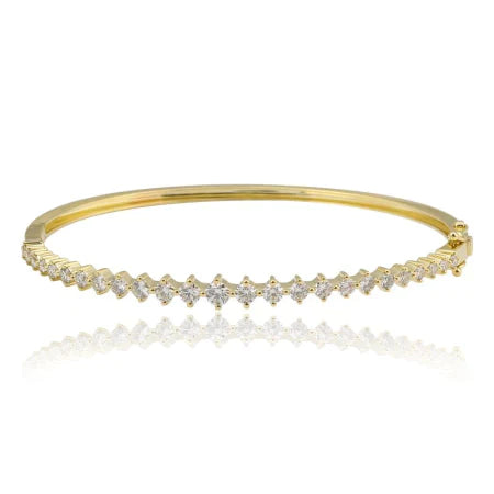 Shared Prong Round Diamond Bangle