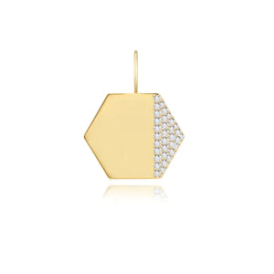 Side Pave Hexagon Charm