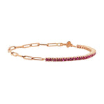 Half & Half Gemstone Tennis Paperclip Bracelet