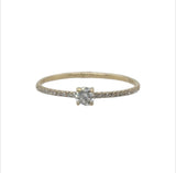 Petite Solitaire Diamond Pave Ring