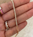 Half and Half Pearl Paperclip Bracelet