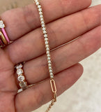 Half and Half Pearl Paperclip Bracelet