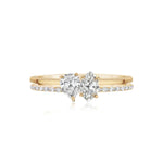 Two Band Two Diamond Pave and Gold Ring