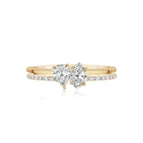 Two Band Two Diamond Pave and Gold Ring