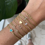 Gold Heart Cuban Chain Bracelet