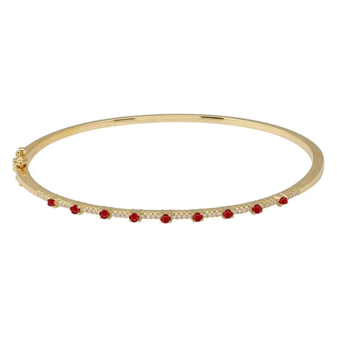 Thin Gemstone Segment Diamond Bangle