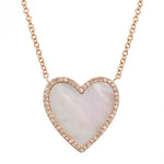 Large Pave Outline Stone Heart Necklace