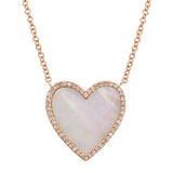 Large Pave Outline Stone Heart Necklace