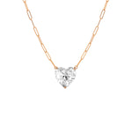 Solitaire Diamond Heart Paperclip Necklace