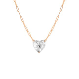 Solitaire Diamond Heart Paperclip Necklace