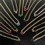 Solitaire Gemstone Cuban Chain Necklace