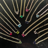 Solitaire Gemstone Cuban Chain Necklace