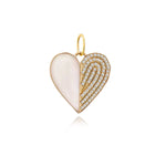 Half Pave Half Stone Heart Charm