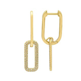 Large Half Gold & Half Pave Paperclip Earrings