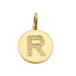 Pave Initial Round Plate Charm