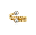 Solitaire Diamonds Bezel Striped Swirl Golden Ring