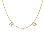 Two Pave Initials and Bezel Necklace