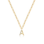 Fluted Side Pave Initial Necklace