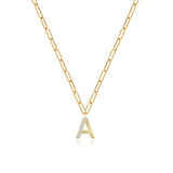 Fluted Side Pave Initial Necklace