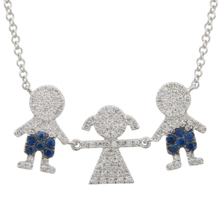 Pave Sapphire Boys and Girl Necklace