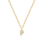 Fluted Side Pave Initial Necklace