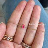 Mini Enamel Initial Chain Bracelet