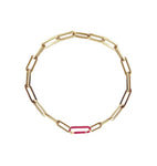 Small Enamel Clasp Paperclip Bracelet