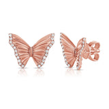 Striped Butterfly Pave Earrings