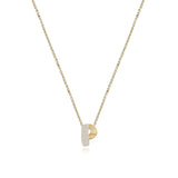 Fluted Side Pave Initial Necklace