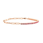 Half & Half Gemstone Tennis Paperclip Bracelet