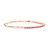 Half & Half Gemstone Tennis Paperclip Bracelet