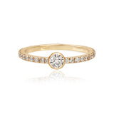 Solitaire Bezel Diamond Pave Ring