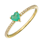 Petite Gemstone Heart Pave Ring