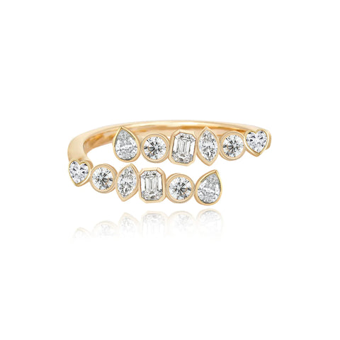 Two Row Swirl Multi Shape Diamond Ring