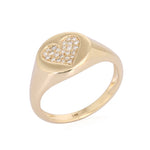 Pave Heart Signet Ring