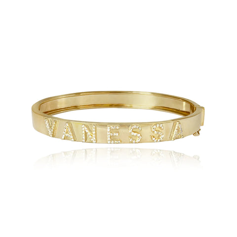 Personalized Three Dimensional Diamond Bangle