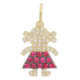 Girl Pave Gemstone Charm