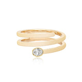 Solitaire Diamond Gold Swirl Ring