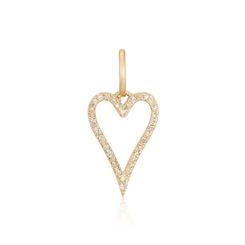 Large Pave Cutout Modern Heart Charm