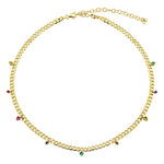 Cuban Dangling Gemstone Necklace