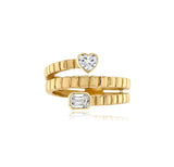 Solitaire Diamonds Bezel Striped Swirl Golden Ring