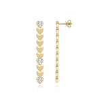 Golden Heart Three Diamond Earrings